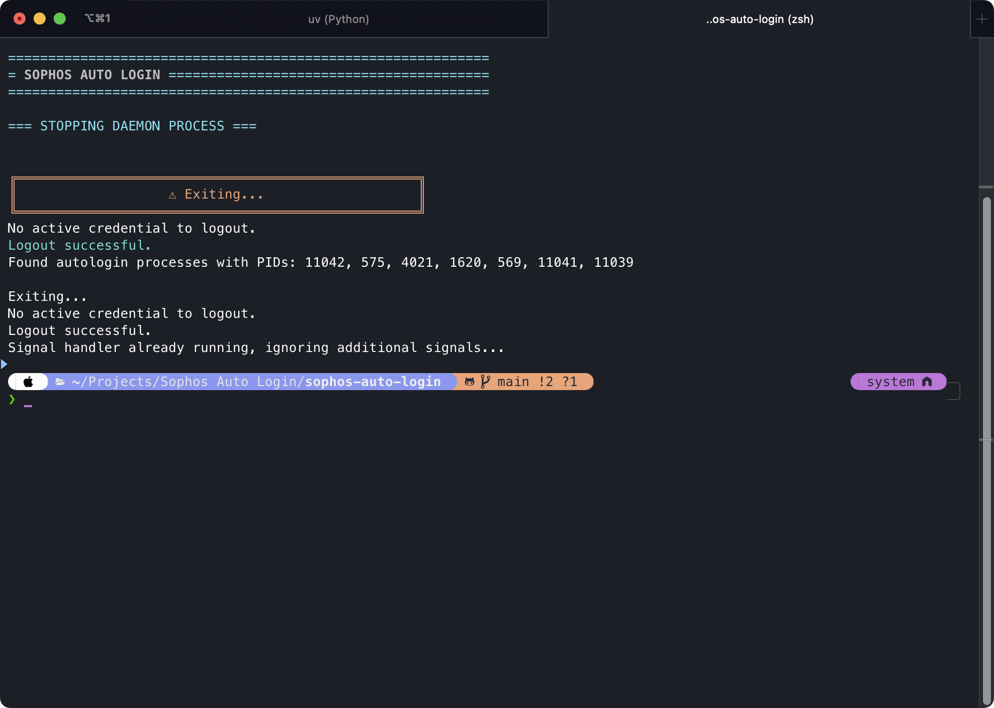Exit Daemon via CLI