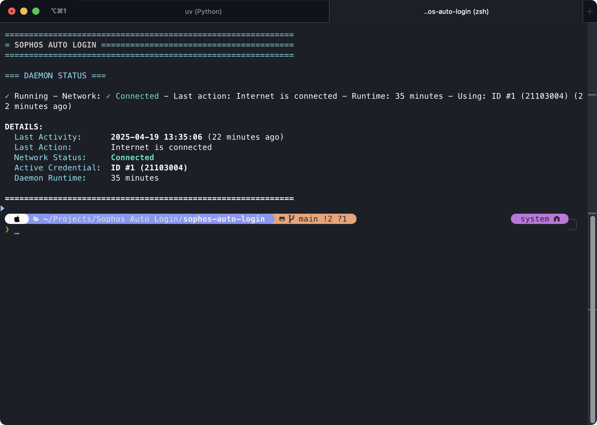 Daemon Status via CLI